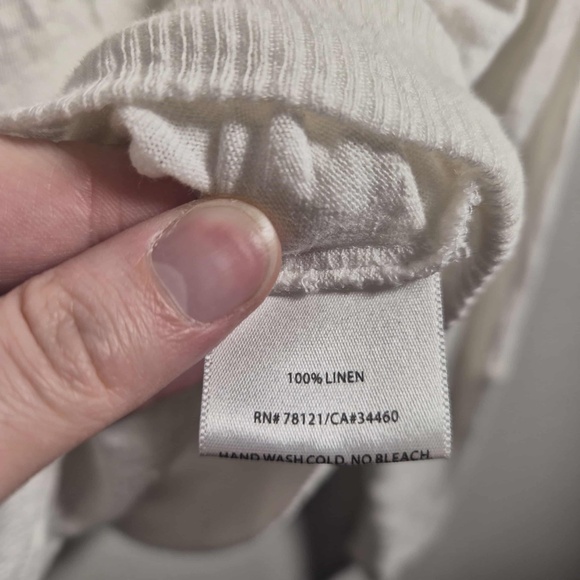 Eileen Fisher 100% Linen Eggshell White Pullover Hooded Costal Chic Sweatshirt M - Picture 8 of 11